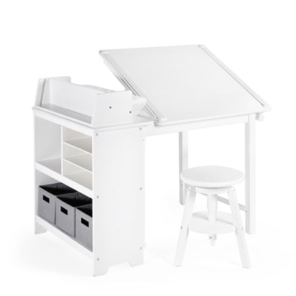 Design Studio - 3 in 1 Art Table, Drafting Table, Easel, and Stool
