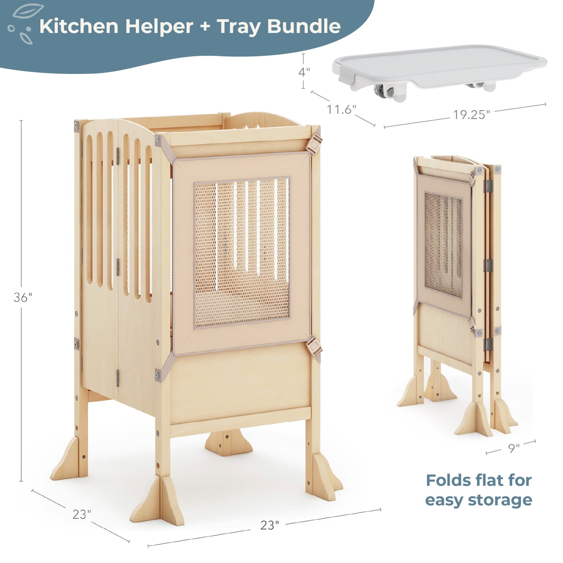 Contemporary Kitchen Helper Toddler Tower and Mealtime and Play Tray Bundle