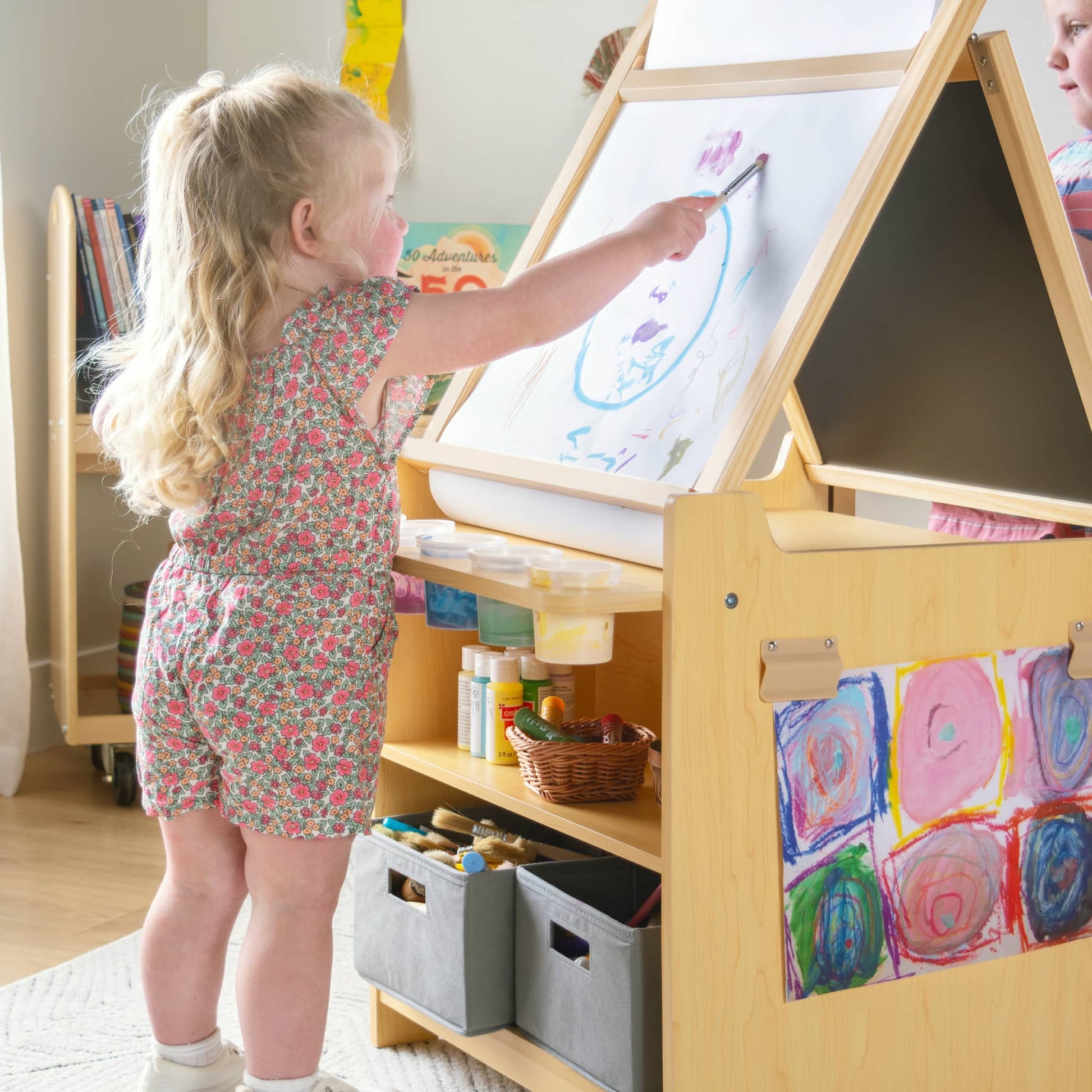 Kids' Desk to Easel Art Cart